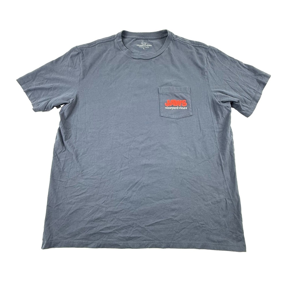 Vineyard Vines x Jaws Pocket T-Shirt Blue Men's L Amity Island Orca Shark